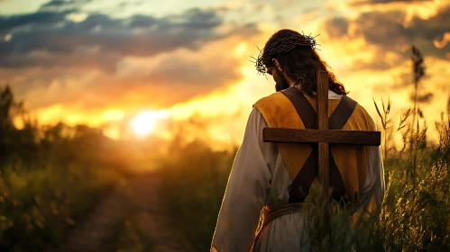 Sunset Walk with Cross