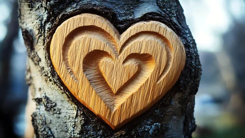 Wooden Heart on Tree