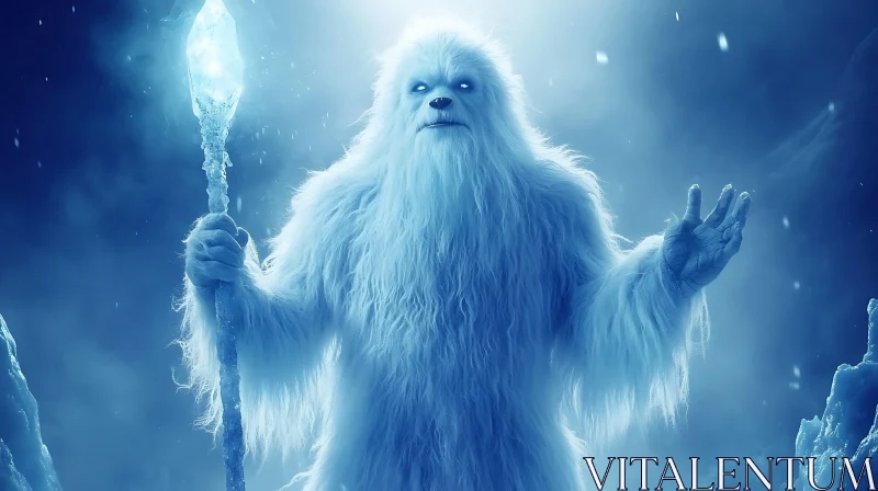 Mystical Yeti in Snowy Wilderness AI Image