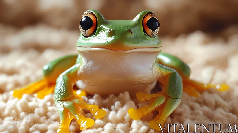 Close-up of Green Frog AI Image