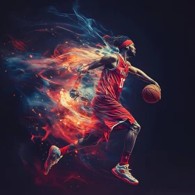 Fiery Basketball Art