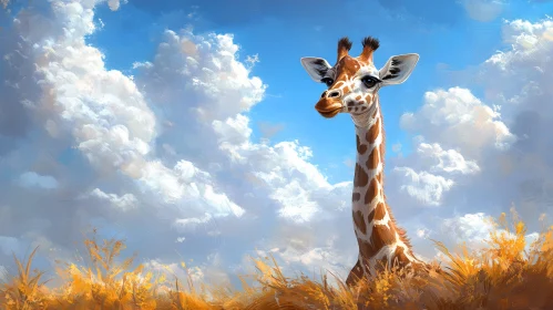 Giraffe with Blue Sky