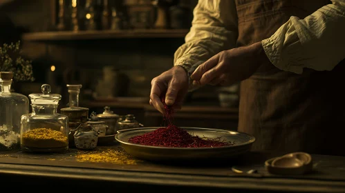 Culinary Still Life with Saffron Threads