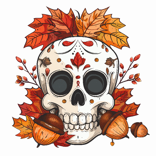 Decorative Fall Skull Tee Print