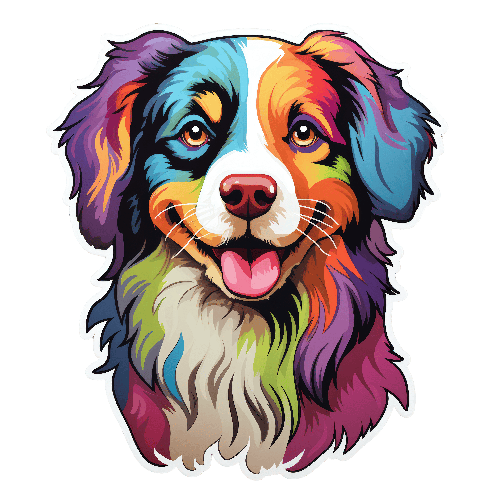 POD Design Colorful Cartoon Dog with Rainbow Fur - Joyful Animal Art