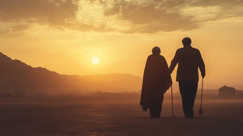 Elderly Couple at Sunset