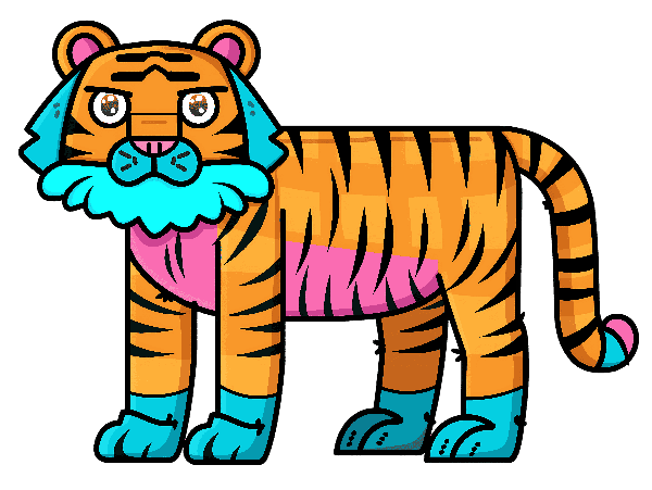 Whimsical Tiger Animal Art