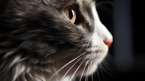Detailed Close-Up of Cat in Silver and Pink Tones