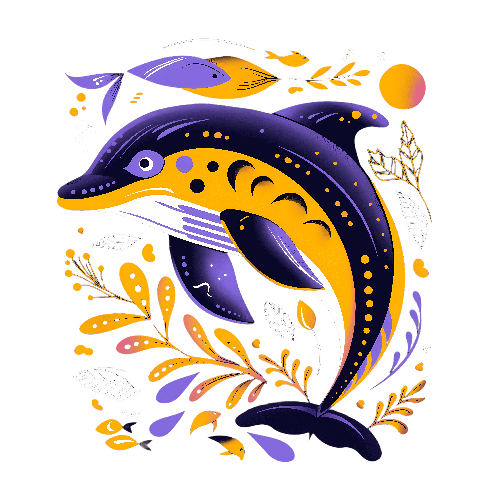 Dolphin Jumping Ocean Scene T-Shirt Design