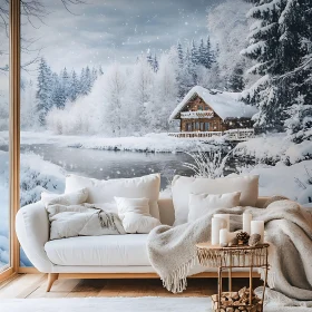 Warm Interior with Winter Landscape