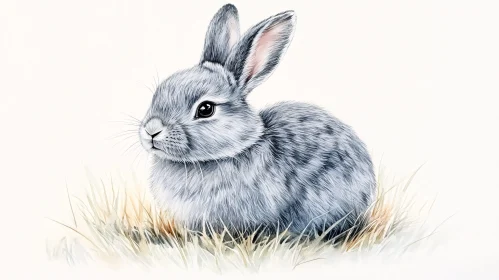 Textured Rabbit Art on Grass