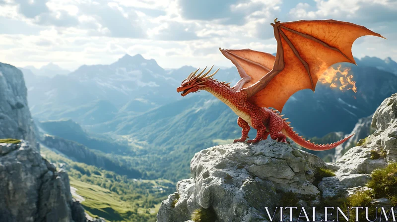 AI ART Fantasy Dragon on Mountain Top