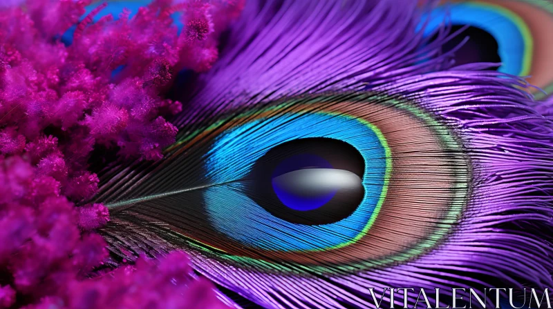 Peacock Feather Detail - A Stunning Display of Nature's Artistry AI Image