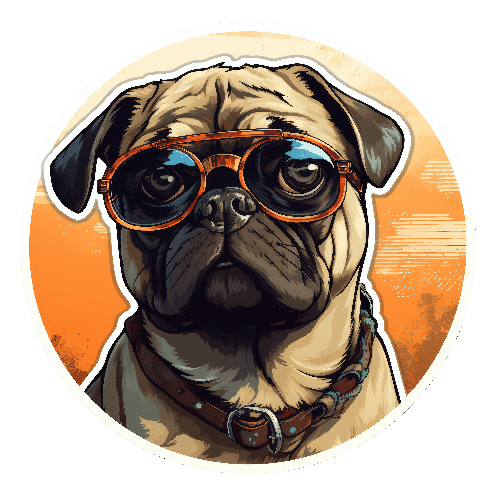 POD Design Pug in Sunglasses - Detailed Cartoon Dog Illustration