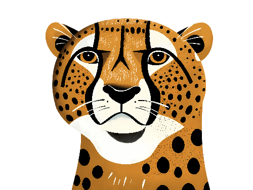 Stylized Cheetah Face Illustration for Print Products POD Design