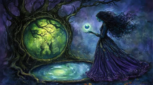 Mystic Woman with Orb Art