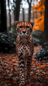 Cheetah in Autumn Woodland