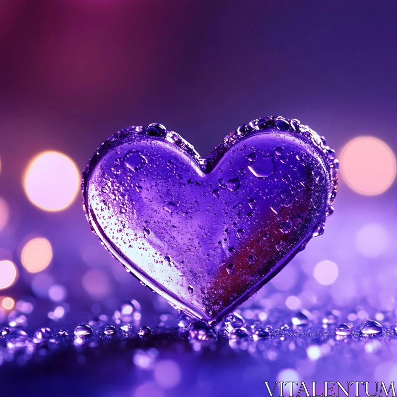 AI ART Purple Heart with Bokeh Lights