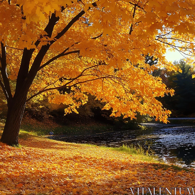 Autumnal Reflections on a Calm Pond