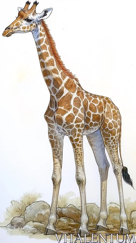Giraffe Illustration with Natural Patterns