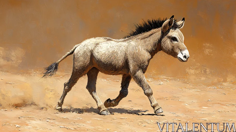 Donkey Running Across Sandy Terrain