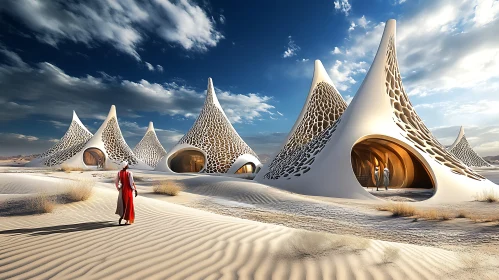 Cone Shaped Buildings in Desert