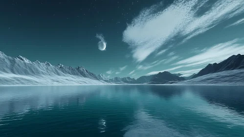 Serene Mountain Lake at Night