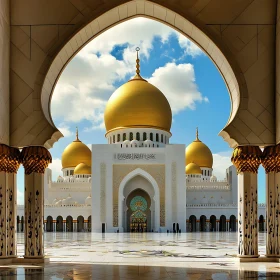Architectural Splendor: Mosque with Golden Domes