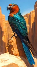 Parrot Perched on a Desert Rock
