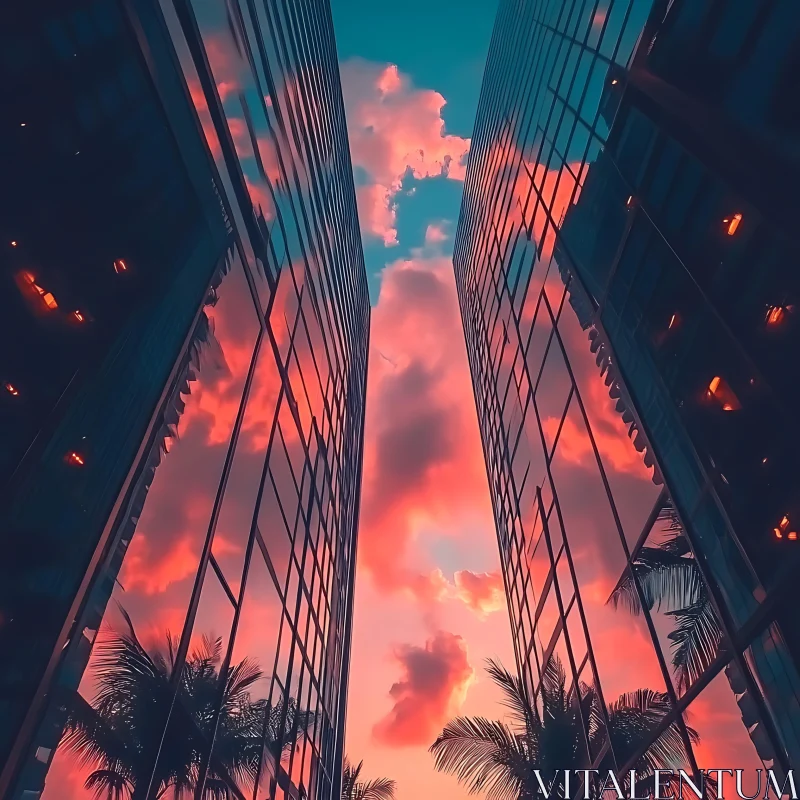 Pink Sunset Between City Buildings