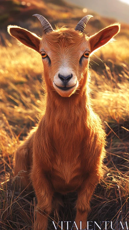 Golden-Hued Goat Portrait