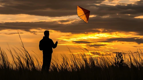 Sunset Kite Silhouette
