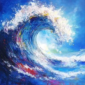 Blue Abstract Wave Painting
