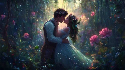 Garden Romance: A Couple's Tender Embrace