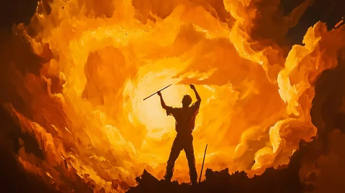Silhouette in Fire Painting