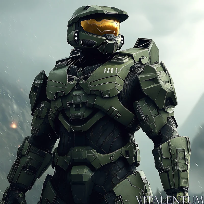 Futuristic Green Armor Soldier