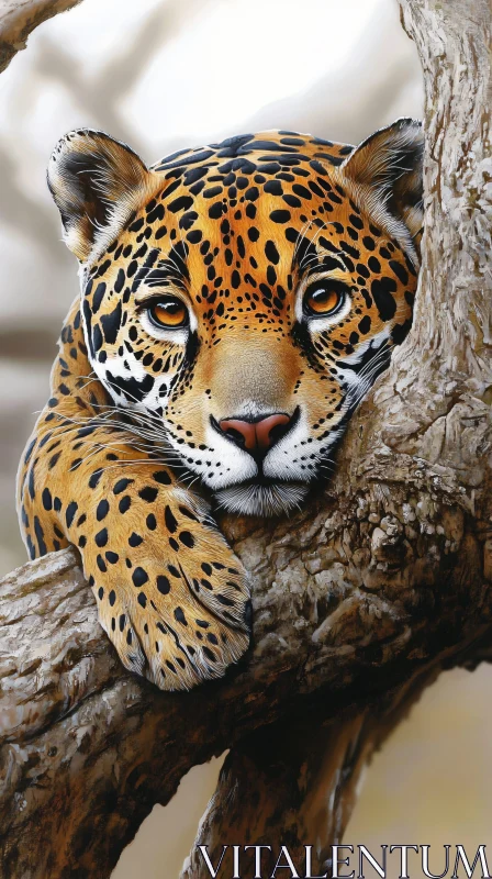 Wild Leopard Relaxing in Its Natural Habitat AI Image