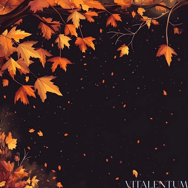 Falling Leaves in Autumn Season