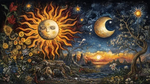 Celestial Harmony: Sun and Moon