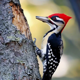 Red-headed Woodpecker on Bark