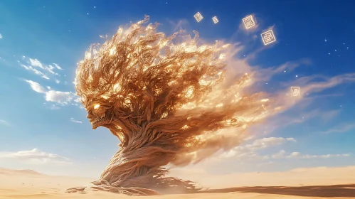 Desert Monster Tree with Glowing Eyes