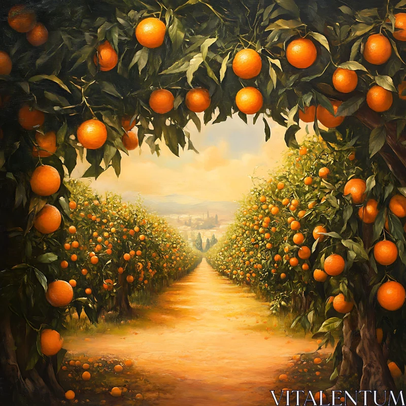 Sun-Kissed Oranges: Path Through the Orchard
