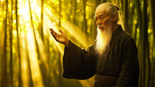 Wise Man in Bamboo Forest