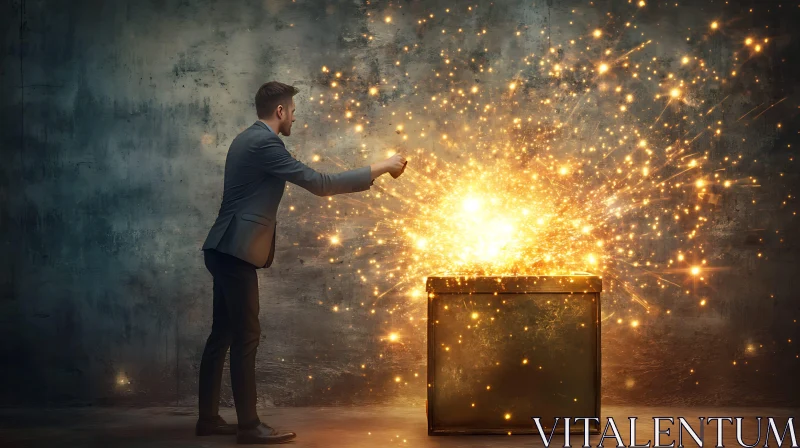 Man Unleashing Light from a Box