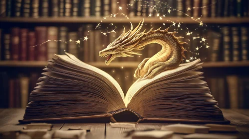Mythical Dragon and Ancient Book