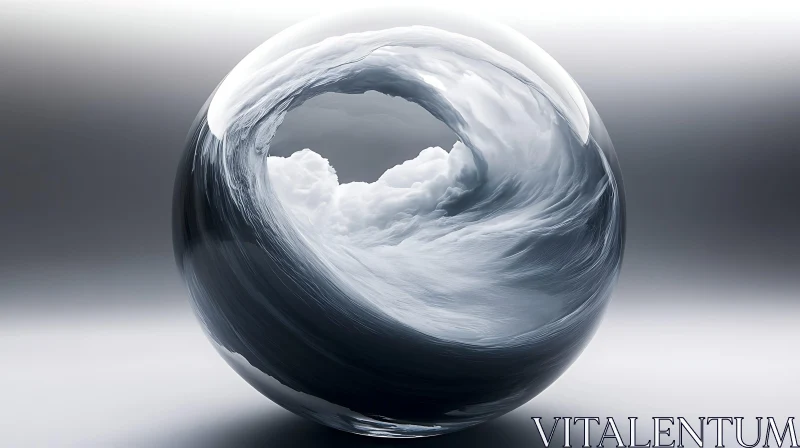 Monochrome Cloud Swirl in Glass Orb