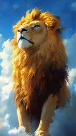 Regal Lion in Artistic Clouds