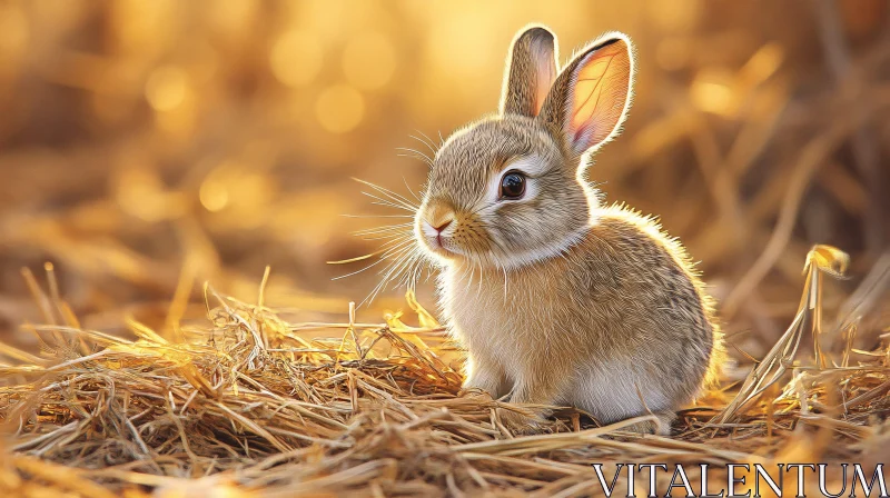 Golden Bunny in Nature AI Image