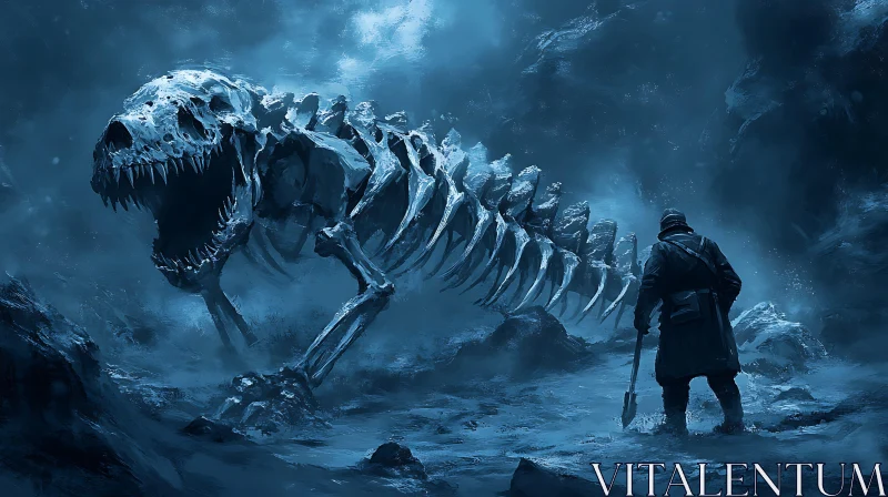 Icy Encounter: Skeleton and Lone Man