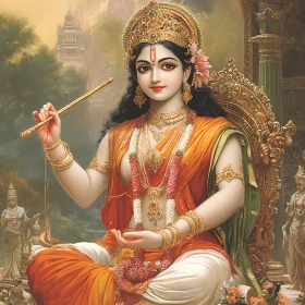 Serene Portrait of Woman with Flute
